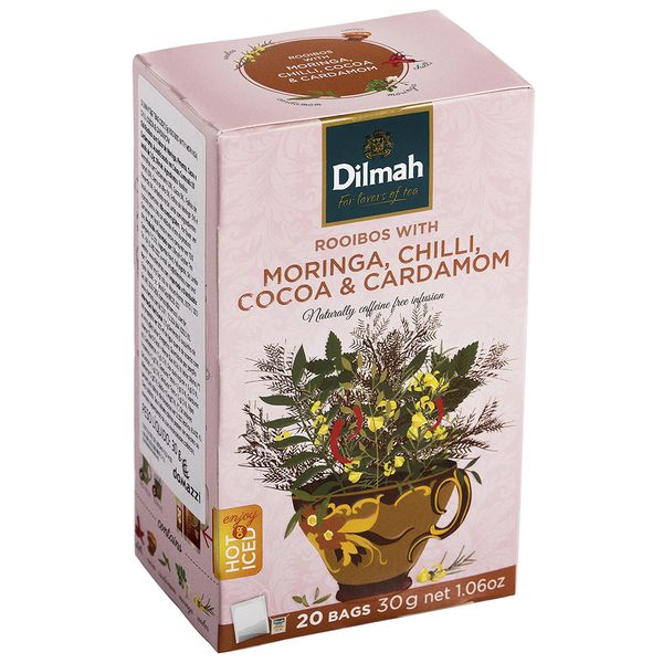 Chá Exhilarating de Rooibos com Moringa, Pimenta e Cacau Dilmah 20 Sachês