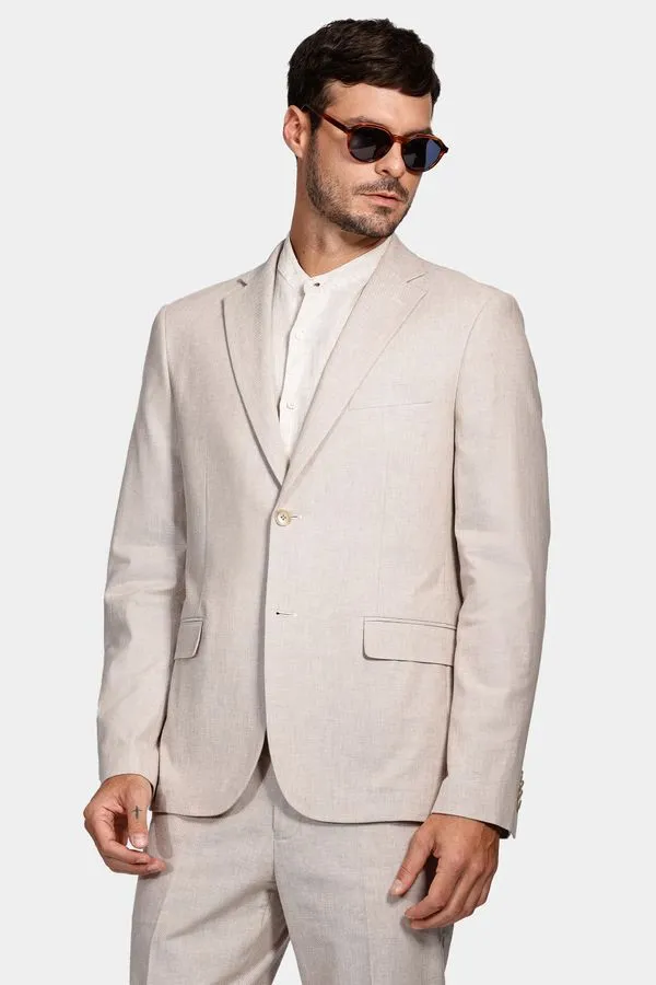 Paletó Linho Oxford Super Slim Cáqui - 52