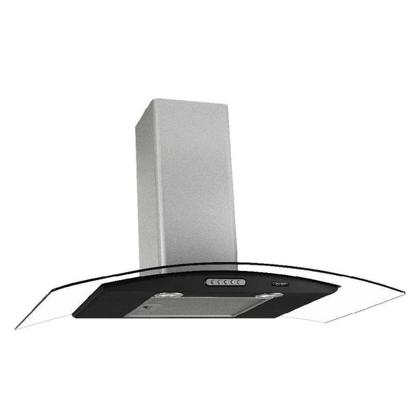 Coifa de Parede 90cm Vidro Curvo Terim Preto Com Inox 220V