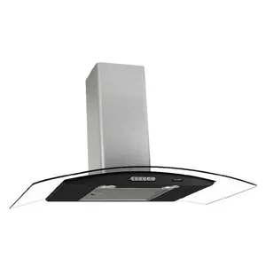 Coifa de Parede 90cm Vidro Curvo Terim Preto Com Inox 220V
