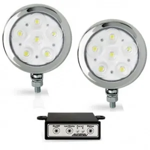 Farol de Milha Strobo Estrobo Safetycar Redondo Led Vermelho Corpo Cromado Par