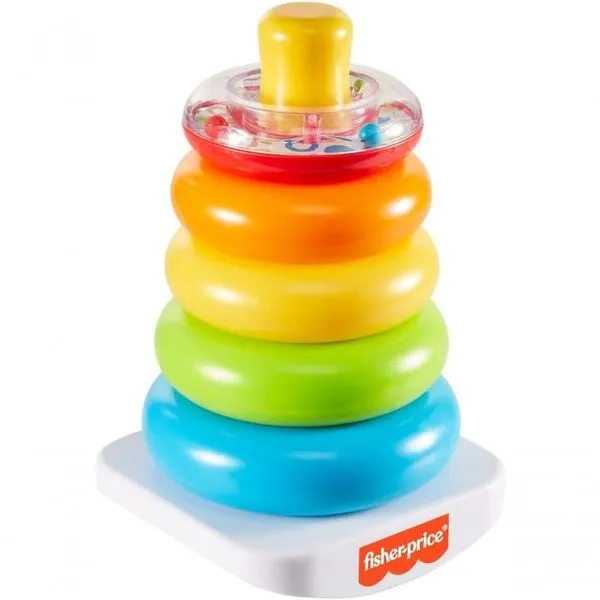 Brinquedo Empilhavel Infantil Piramide de Argolas com Base Balancante e Chocalho para Bebes Fisher Price Brinquedo Empilhavel Piramide de Argolas com Base Balanco e Anel com Chocalho para Bebes Fisher