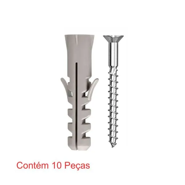 Parafuso Madeira Sforplast Fenda Philips 3,8x40mm + Bucha Nylon 6mm 10 Peças (MP)