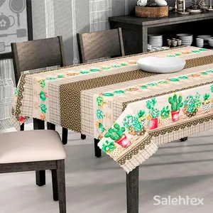 Toalha Mesa Pvc Térmica Quadrada Cactos 138x138cm - Salehtex