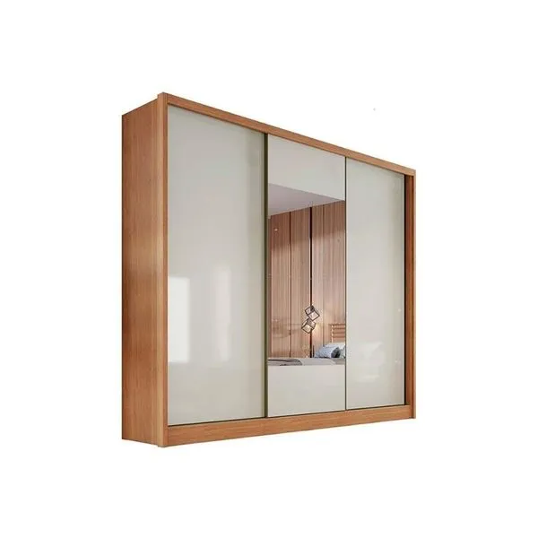 Guarda Roupa Casal 3 Portas Correr c/Espelho 8Gavs Arezzo/Medelim CumaruFendi 25 N. Horizonte