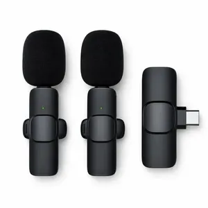 Microfone de Lapela sem Fio Tipo C Duplo Captação Total de Voz Estável Kit com 2 Unidades MDM Microfone de Lapela sem Fio Tipo C Duplo Captação de Áudio Estável para Celular MDM