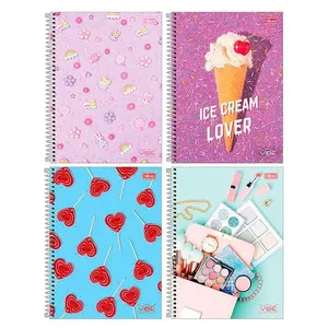Caderno Universitário Capa Dura Vibe Feminino Sortido 16 Matérias 256 Folhas 395293 - Tilibra
