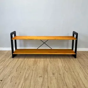 Rack de TV Linea 141,5CM Madeira Pinus Carvalho e Preto Artfactory Design