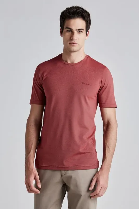Camiseta Manga Curta Falso Liso - Vermelho - M