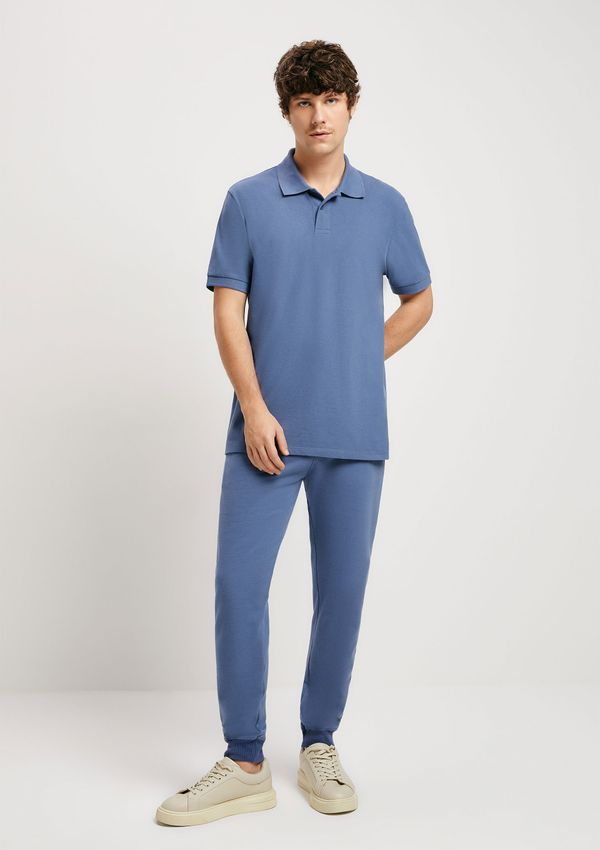 Calça Básica Masculina Jogger Em Moletom Peluciado - Azul M