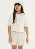 Blusa Infantil Menina Oversized Boxy Bordada - Creme 006