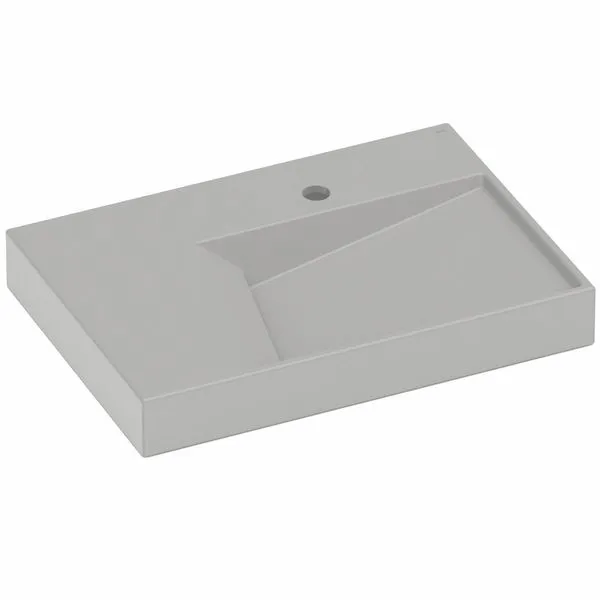 Cuba de Sobrepor Roca Horizon Com Mesa Geométrica 60x42x7cm Stone (MP)