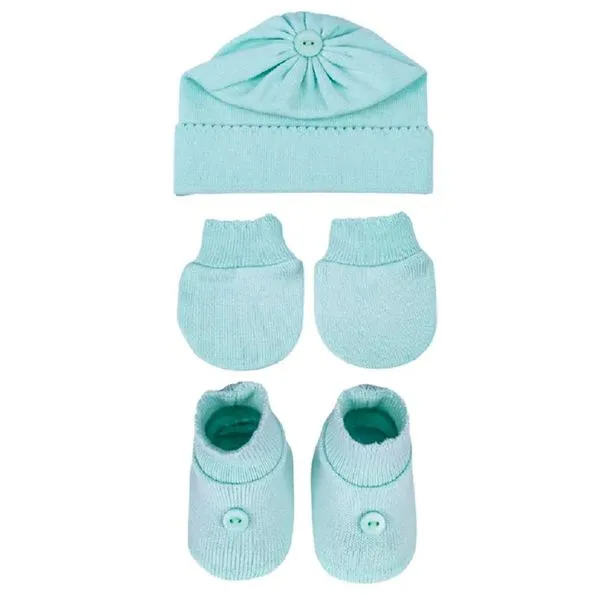 Kit Bebê Rn 3 Pecas Sanches Verde Com Botao (MP)