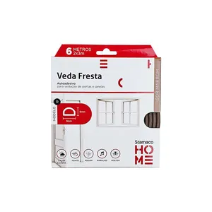 Veda Fresta Auto Adesivo Modelo D 2x3mm x 6m Stamaco Veda Fresta Auto Adesivo Modelo "D" 2x3mm x 6m Marrom