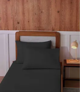 Jogo De Cama Solteiro Malha 2 Peças Liso Vivaldi Preto UN / Preto