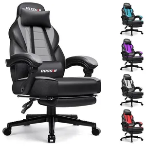 BOSSIN Cadeira de Escritório Gamer Reclinável e Ergonômica com Apoio para Lombar, Vermelha
