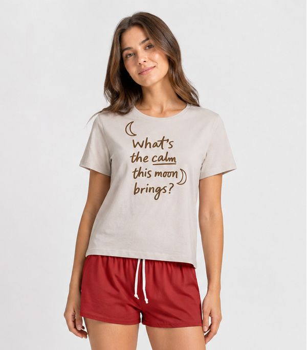 Pijama Feminino Blusa e Short Infinita Cor Marrom M