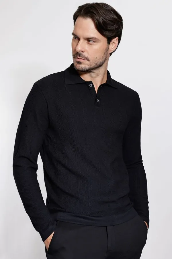 Polo Manga Longa Tricot Traveller Preto - M