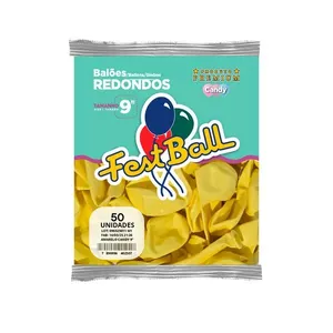 Balão Liso 9 Polegadas Amarelo Candy 50 Unidades 529 - Festball