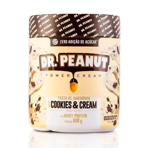 Pasta de Amendoim Dr. Peanut Power Cream Zero Açúcar Sabor Cookies e Cream 600g