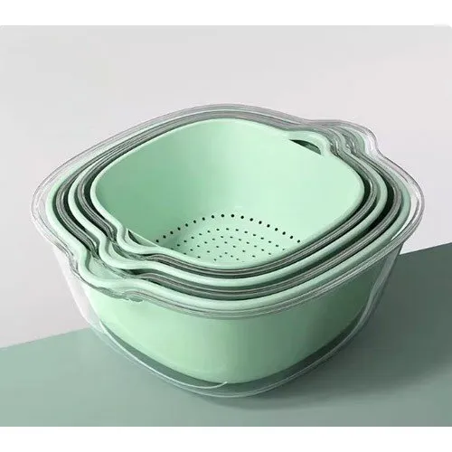 Conjunto 6 Vasilhas Tao De Cozinha Cesto De Drenagem Verde T-BI