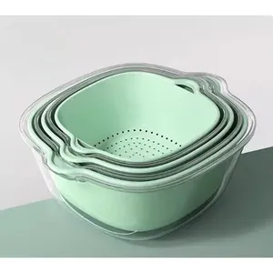 Conjunto 6 Vasilhas Tao De Cozinha Cesto De Drenagem Verde T-BI