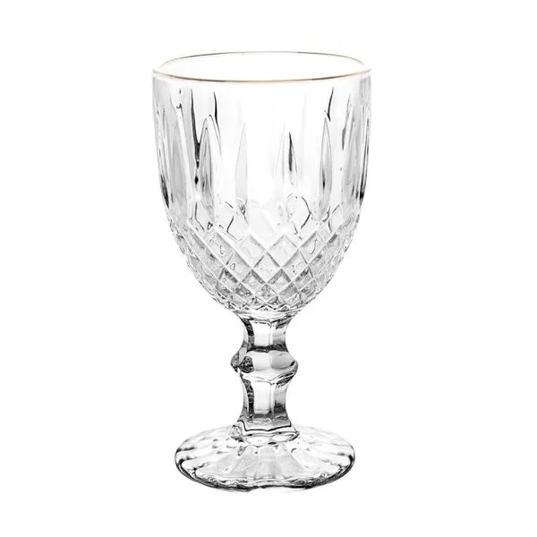 Taça De Vidro Royal Decor Com Fio Dourado Brand 345ml (MP)