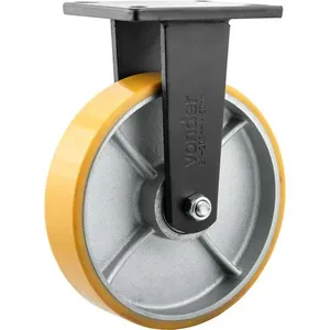 Rodízio Fixo Industrial 8" Poliuretano e Ferro Fundido Laranja VONDER