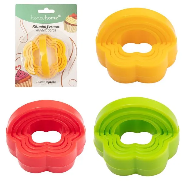 Kit 4 Mini Formas Modeladoras Para Massa de Biscoito Sortido LM3994CON - HoneyHome