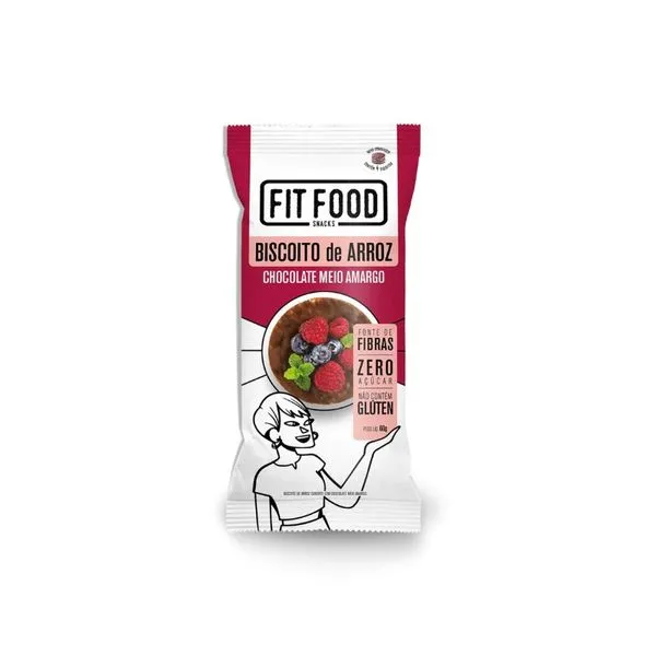 Biscoito de Arroz Fit Food Chocolate Meio Amargo Zero Açúcar 30g BISC ARROZ FIT FOOD CHOCO MEIO AMARGO ZE