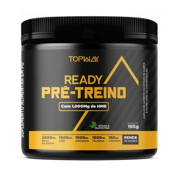 Suplemento Topway Ready Pré-Treino Com 1.000mg De Hmb Com Cafeina Frutas Vermelhas 195g