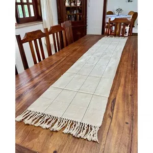 Caminho de Mesa Grid Tear Artesanal Algodão 2M X 40cm Cinza Tear Brasil Caminho de Mesa Grid Artesanal Algodão 2M X 40cm Cinza Tear Brasil