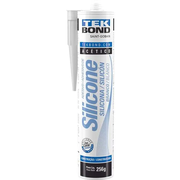BORRACHA SILICONE ACETICO BRANCO 256G C/FUNGICIDA TEKBOND