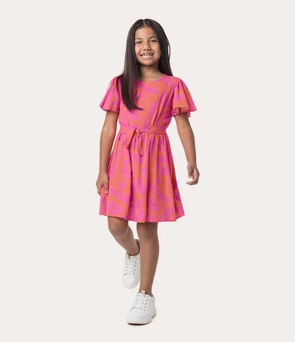 Vestido Infantil Menina Em Viscose Malwee Kids Laranja - 18