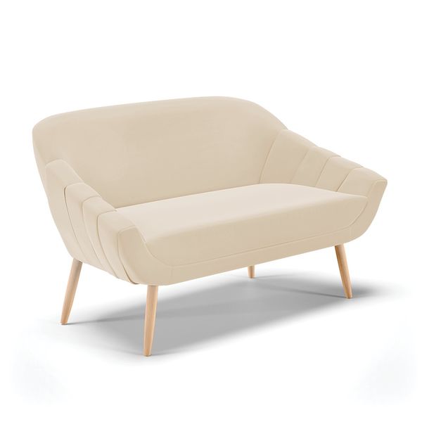 Namoradeira 02 Lugares Giovana Suede Bege Ps Palito Natural - D'Rossi