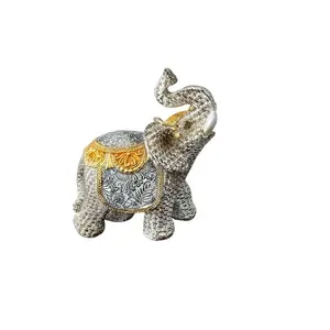 Elefante Decorativo Indiano em Resina 16cm Escultura para Sala e Escritório Uso Interno Braswu Elefante Decorativo em Resina 16cm Escultura Estilo Indiano para Decoração Braswu
