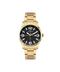 relógio masculino technos analógico calendário 2115uce 1p dourado UNICO