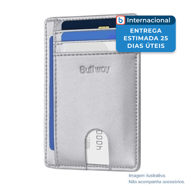Porta-Cartão Buffway Slim Com Bloqueio RFID Prata A-MBI