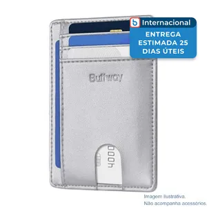 Porta-Cartão Buffway Slim Com Bloqueio RFID Prata A-MBI