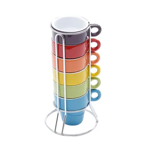 Jogo de Xícaras para Café Bon Gourmet Scarlet, 6 Peças, Porcelana - 30367