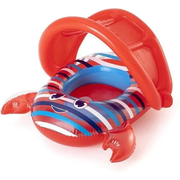 Bote Inflável Infantil Boi Bebê Caranguejo Assento Flutuador para Piscina com Cobertura Vermelho Bestway Bote Inflável Infantil Boi Bebê Caranguejo Assento Flutuador com Cobertura Vermelho Bestway