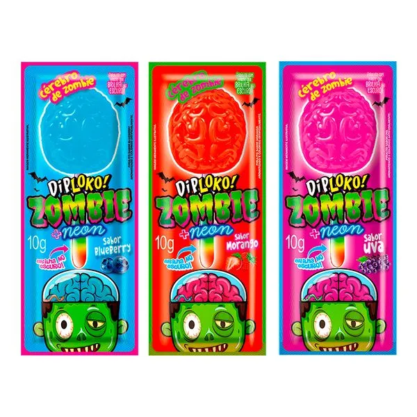 Pirulito Neon Zombie Sortido DPN006 - Danilla Foods