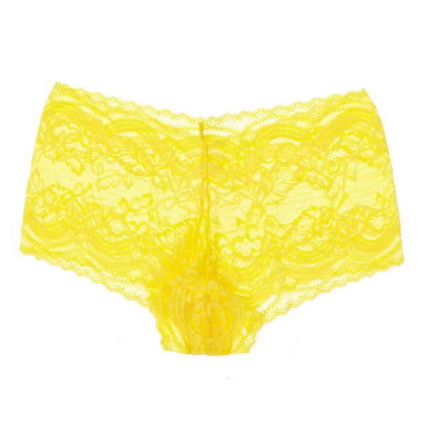 Calcinha Caleçon Rendado Amarelo Amarelo - G