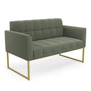 Sofá Namoradeira 2 Lugares Industrial Dourado Elisa Bouclê D03 - D'Rossi Verde Pistache
