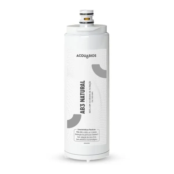 Refil para Purificador de Água Acquabios Ab3 Natural 1005-0045 Tripla Filtragem Compatível Ibbl Refil para Purificador de Água Acquabios Ab3 Natural 1005-0045 Tripla Filtragem