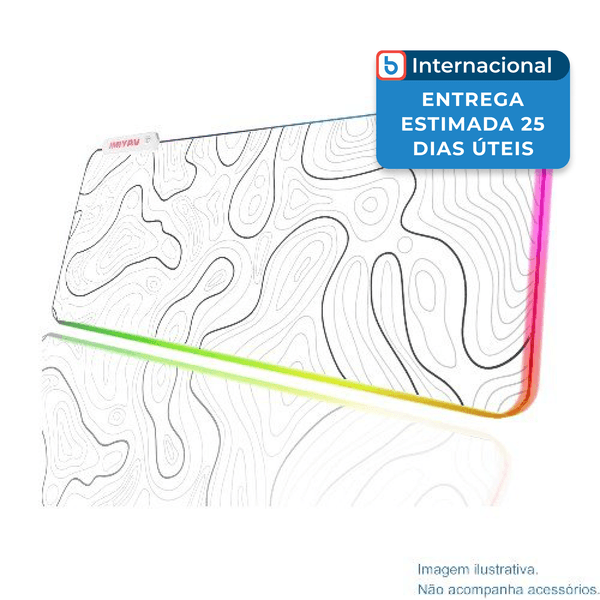 Mousepad Gamer Jmiyav Abstrato 80X30 RGB Branco A-MBI