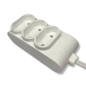 Mini Extensão 3 Tomadas 2P E Terra 15Cm Branca Exp