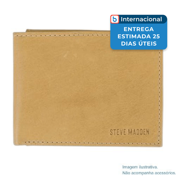 Carteira Steve Madden Slim Dobrável Couro Bege A-MBI