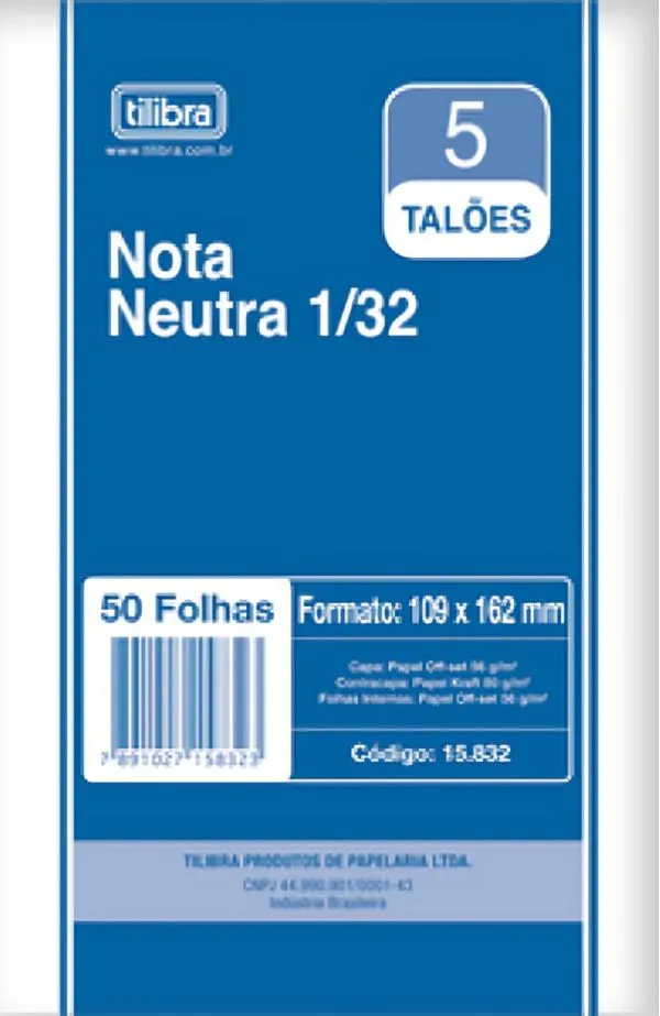Bloco Nota Neutra 1/32 50 Folhas