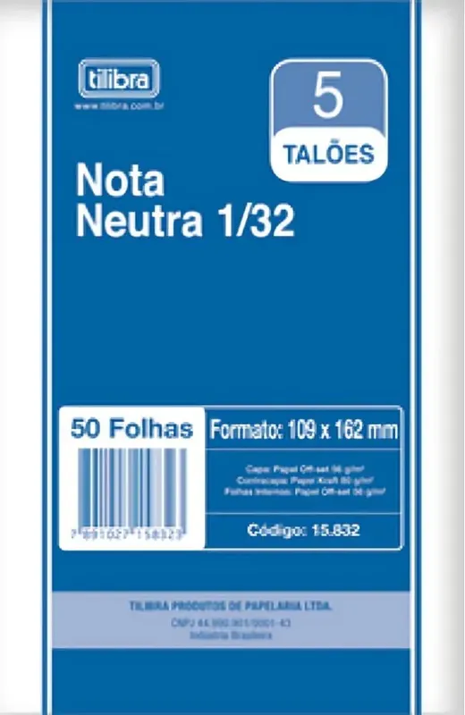 Bloco Nota Neutra 1/32 50 Folhas
